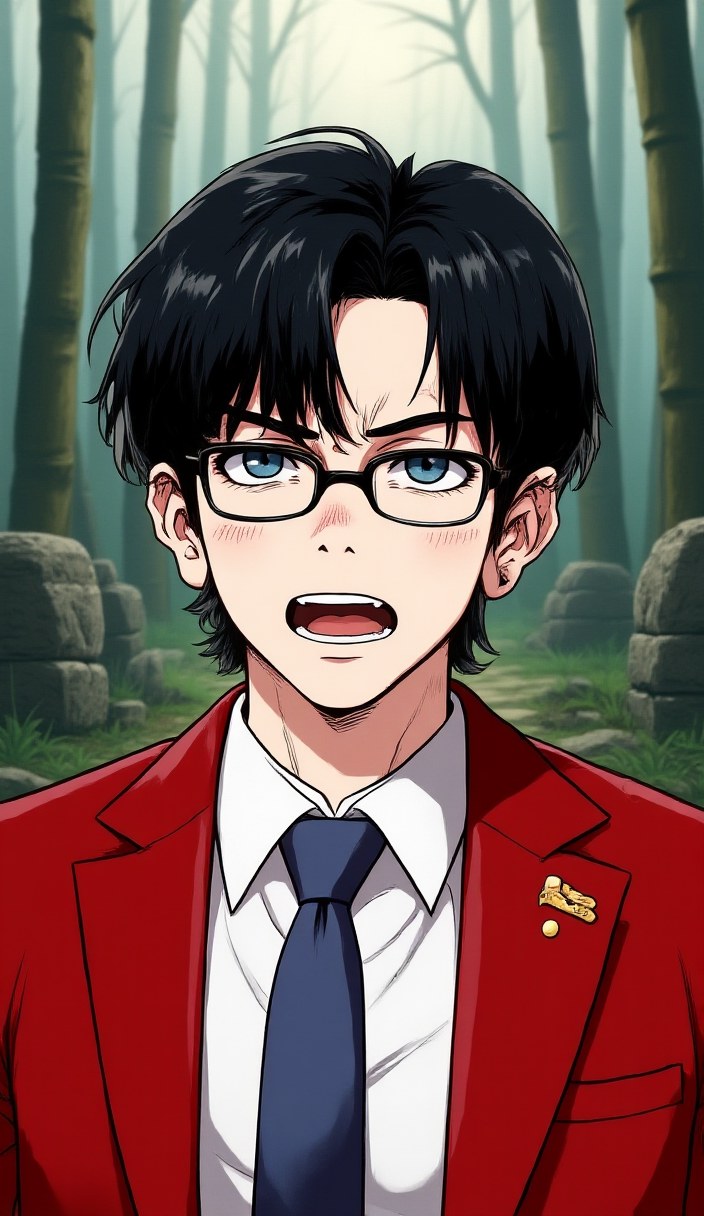 Close-up reaction shot of the first character