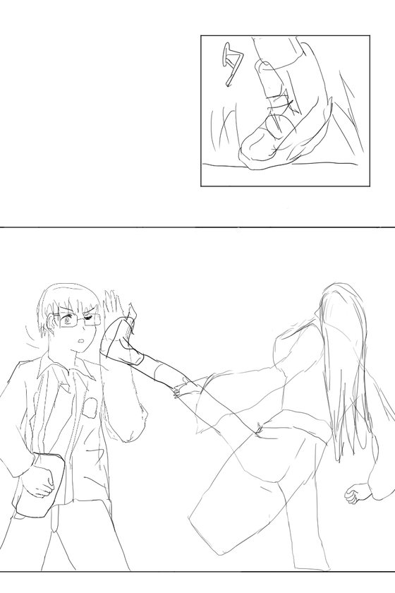 Hand-drawn storyboard, panels 3 and 4