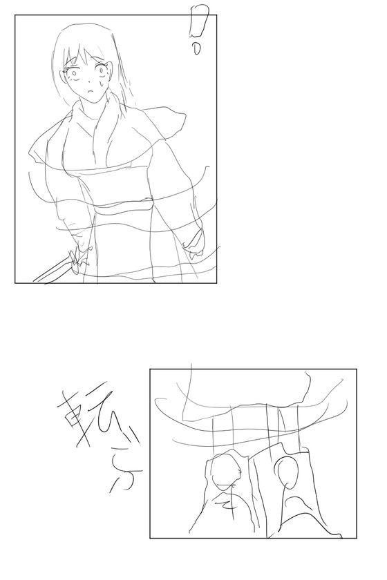 Hand-drawn storyboard, panels 9 and 10