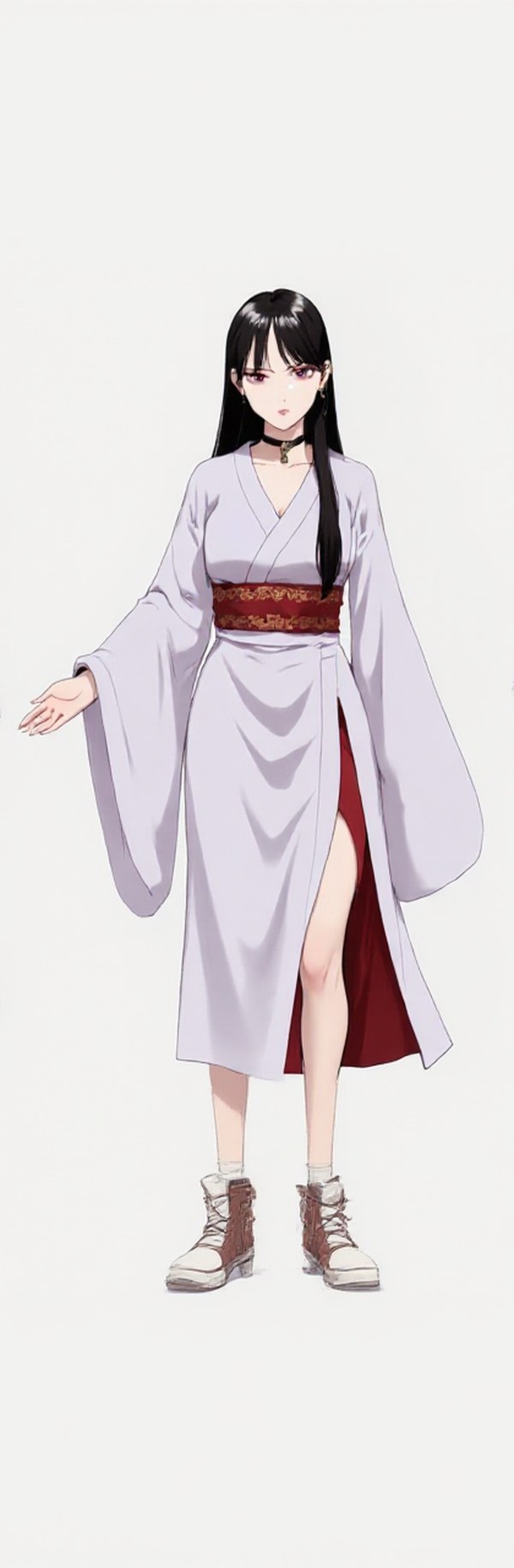 Park Ri Hwa's full-body render, in a white robe over red