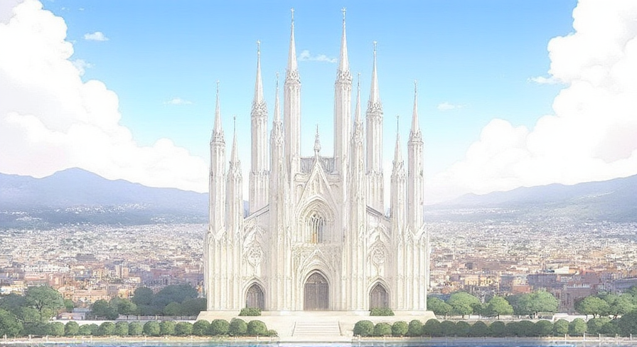 Ivory gothic cathedral city in daylight — generated by this MCP server