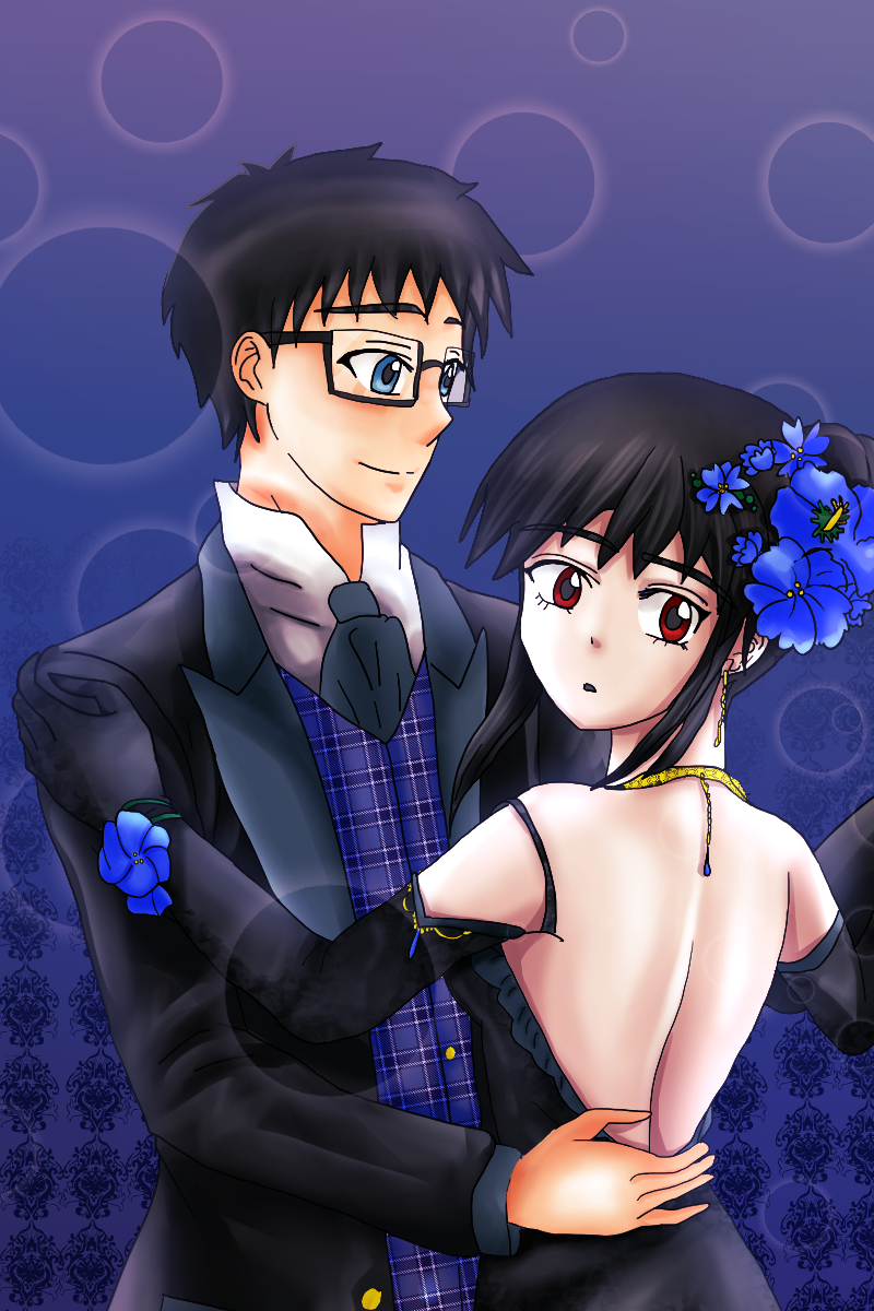 Trevor and Lumiere — formal dance illustration