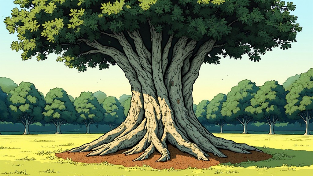A manhwa-styled illustration of a Brazilian ironwood